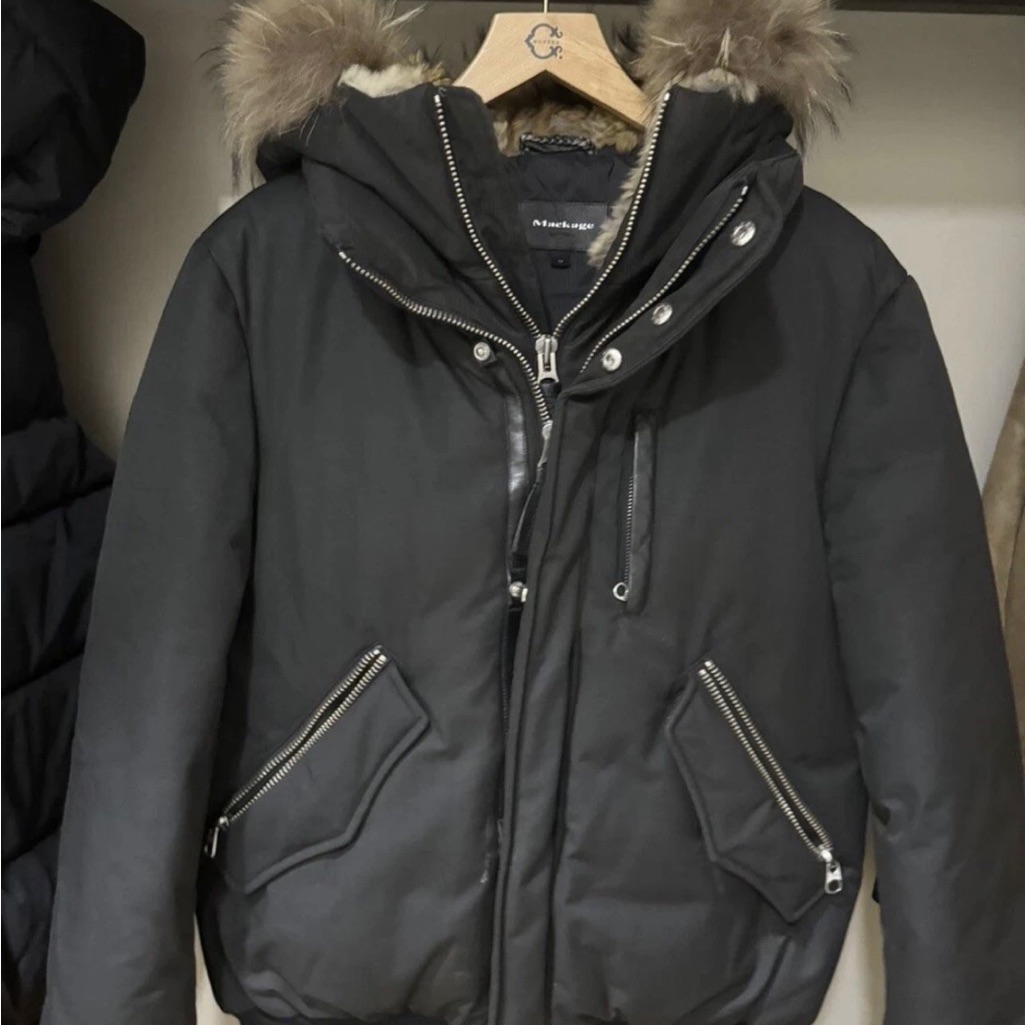 Mackage Black Puffer Jacket With Fur Trim